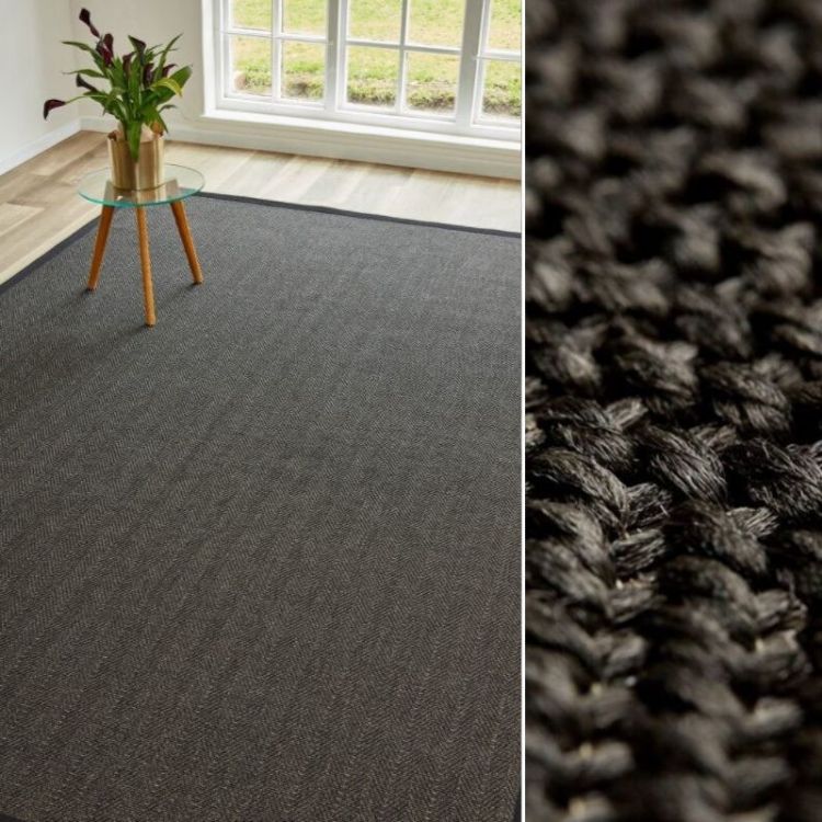 NATURAL-LOOK WEAVE BLACK RUG