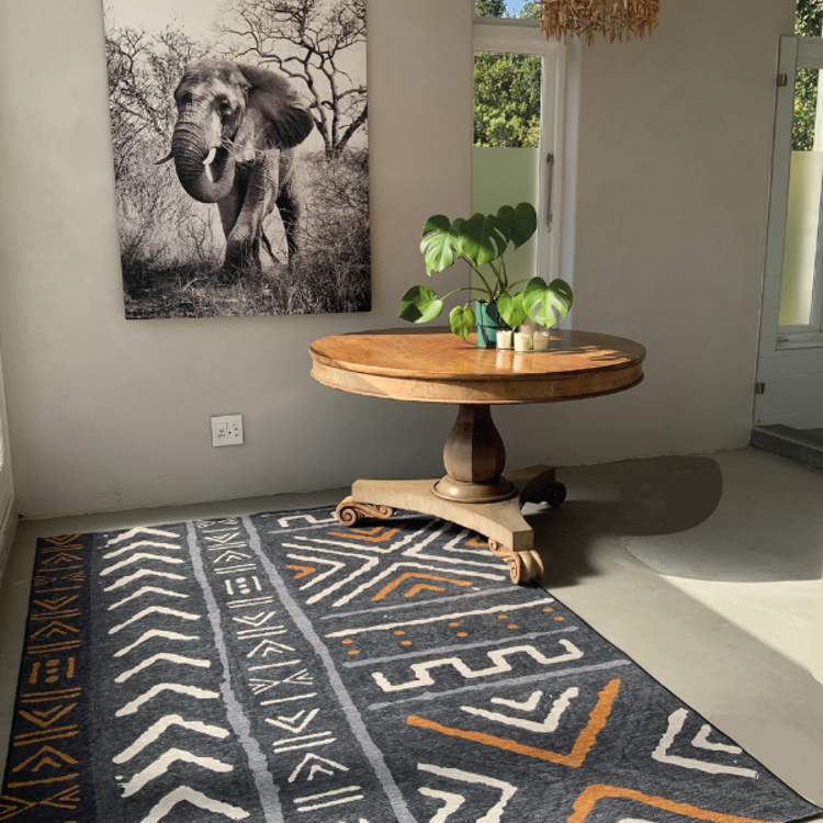 Picture of JOY'S MUDCLOTH GREY & YELLOW  RUG