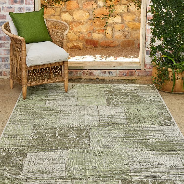 Picture of 2.00 x 3.00 VINTAGE PATCHWORK GREEN RUG