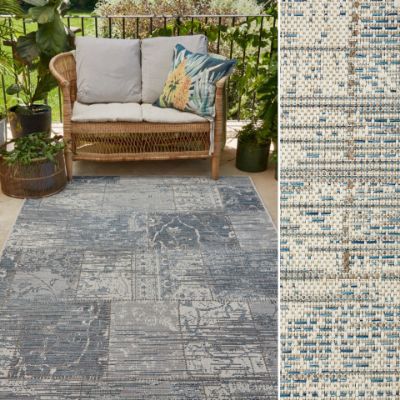 Picture of VINTAGE PATCHWORK BLUE OUTDOOR RUG