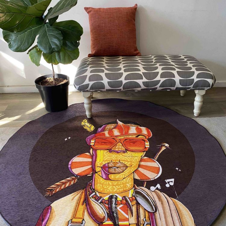 Picture of DREDA | LAMADODA BERRY ROUND (PRINTED RUG)